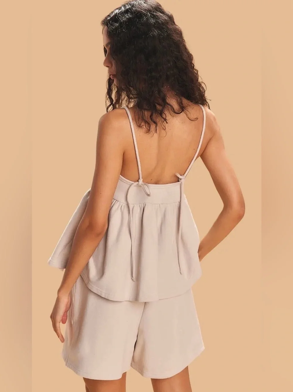 NWT Free People S Free~est Stella Terry Short Set in French Oak Cream New 2 Pc